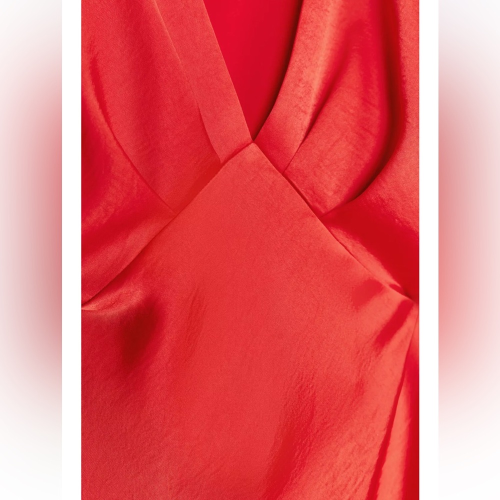 Zara Satin Red Dress NWT - Picture 8 of 11